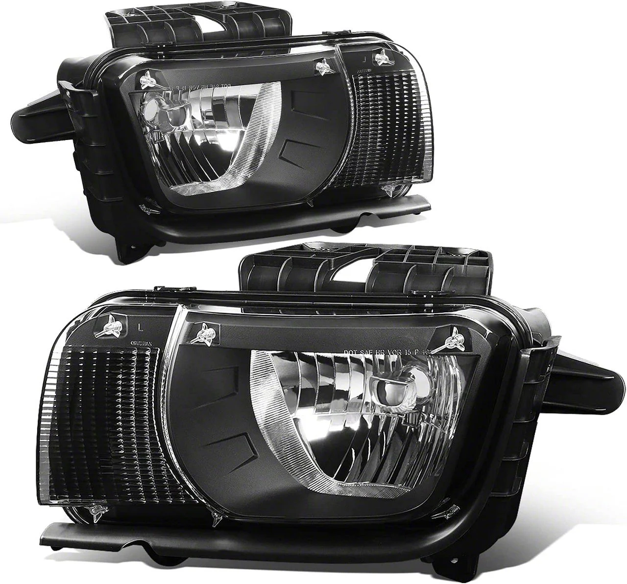 OE Style Halogen Headlights with Clear Corners; Black Housing; Clear Lens (10-13 Camaro w/ Factory Halogen Headlights)