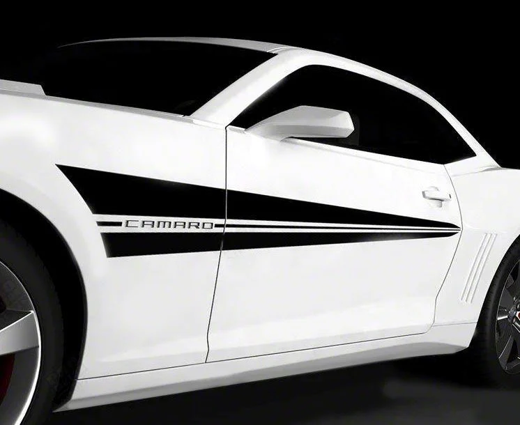 Racing Sport Side Stripes; Matte Black (14-15 Camaro)