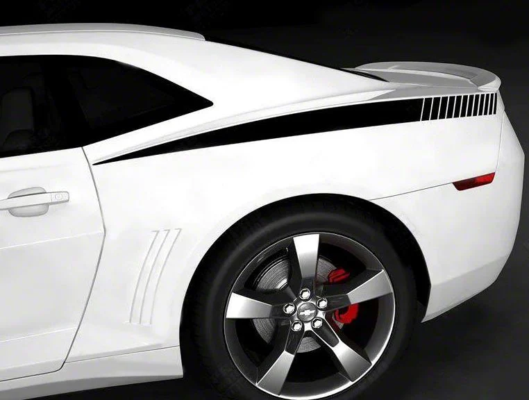 Rear Quarter Side Strobe Stripes; Gloss Black (14-15 Camaro)