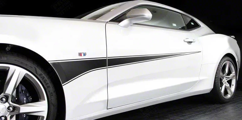 Side Accent Stripes; Matte Black (14-15 Camaro)