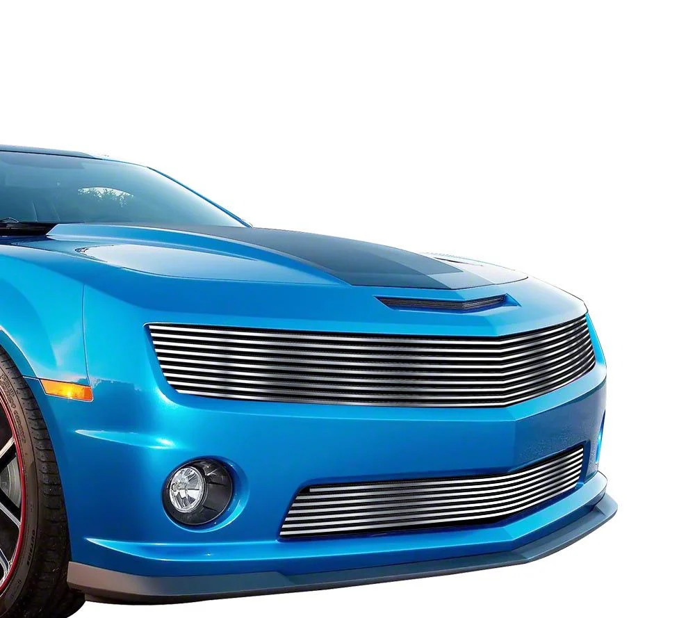 Stainless Steel Billet Upper and Lower Grilles; Silver Hairline (10-13 Camaro LS, LT)