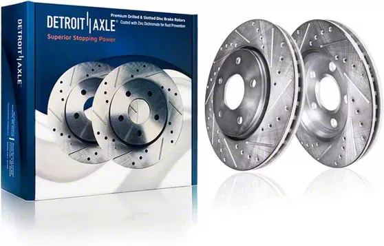 Drilled and Slotted Rotors; Rear Pair (09-23 Challenger w/ Dual Piston Front Calipers)