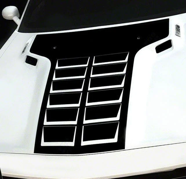 Hood 12-Pack Style T-Stripes; Gloss Black (15-18 Challenger)