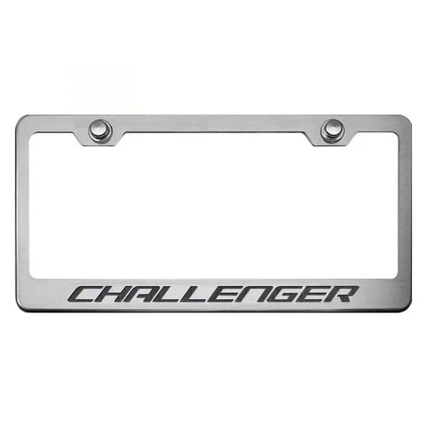 License Plate Frame with CHALLENGER Lettering; Brushed Black (Universal; Some Adaptation May Be Required)