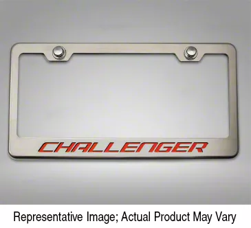 License Plate Frame with CHALLENGER Lettering; Green Carbon Fiber (Universal; Some Adaptation May Be Required)