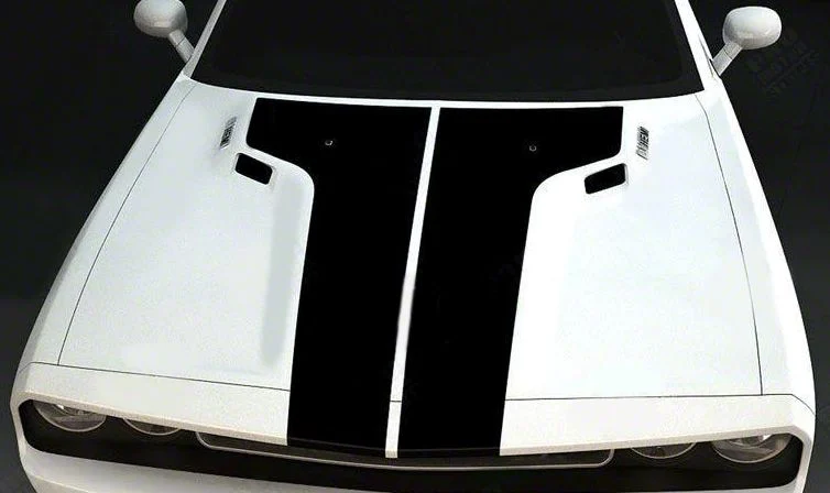 Mopar Style Split Hood Stripes; Gloss Black (15-18 Challenger)