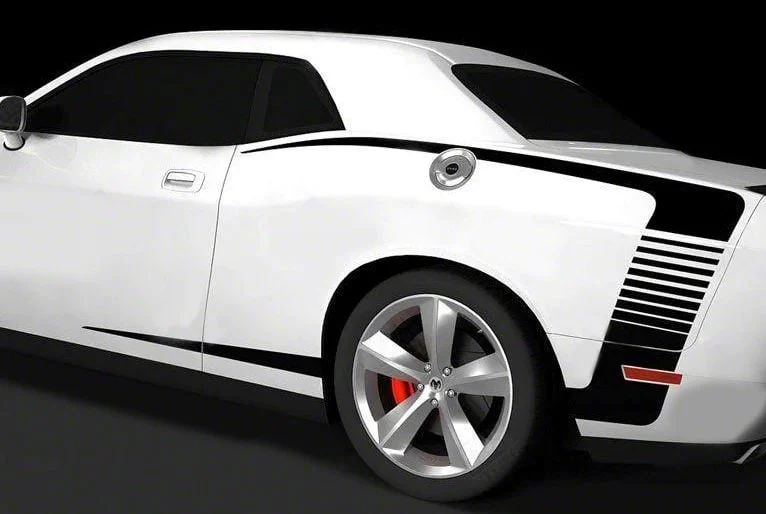 Rear Quarter Side C-Stripes; Gloss Black (08-10 Challenger)