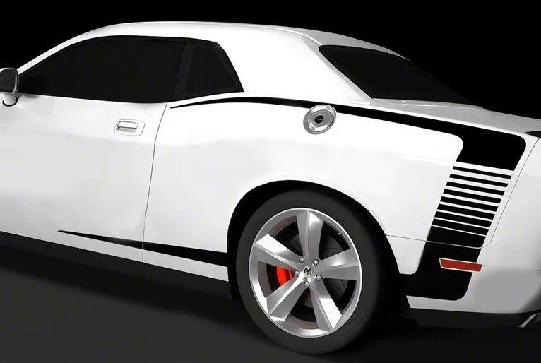Rear Quarter Side C-Stripes; Matte Black (11-14 Challenger)