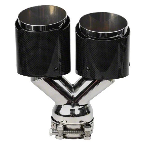 Angled Cut Dual Round Exhaust Tip; 8.50-Inch; Carbon Fiber (11-23 Charger)