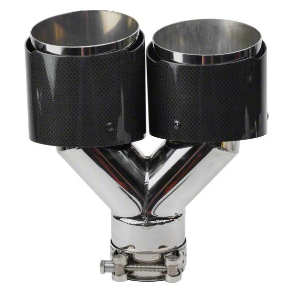 Angled Cut Dual Round Exhaust Tip; 9-Inch; Carbon Fiber (11-23 Charger)