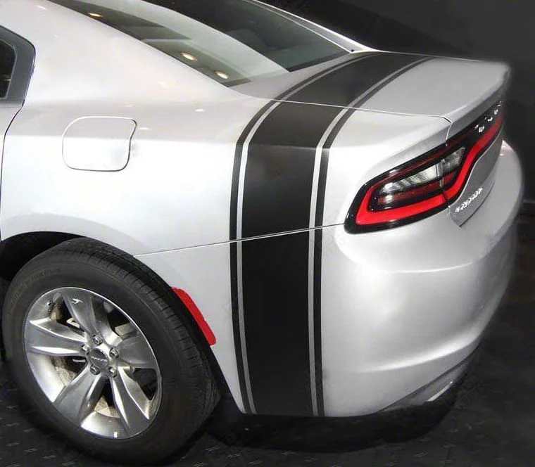 Bumblebee Trunk Rear Stripes; Gloss Black (15-18 Charger)