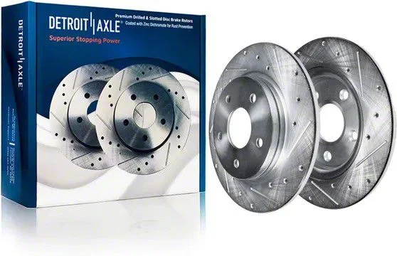 Drilled and Slotted Rotors; Rear Pair (06-23 Charger w/ Single Piston Front Calipers)