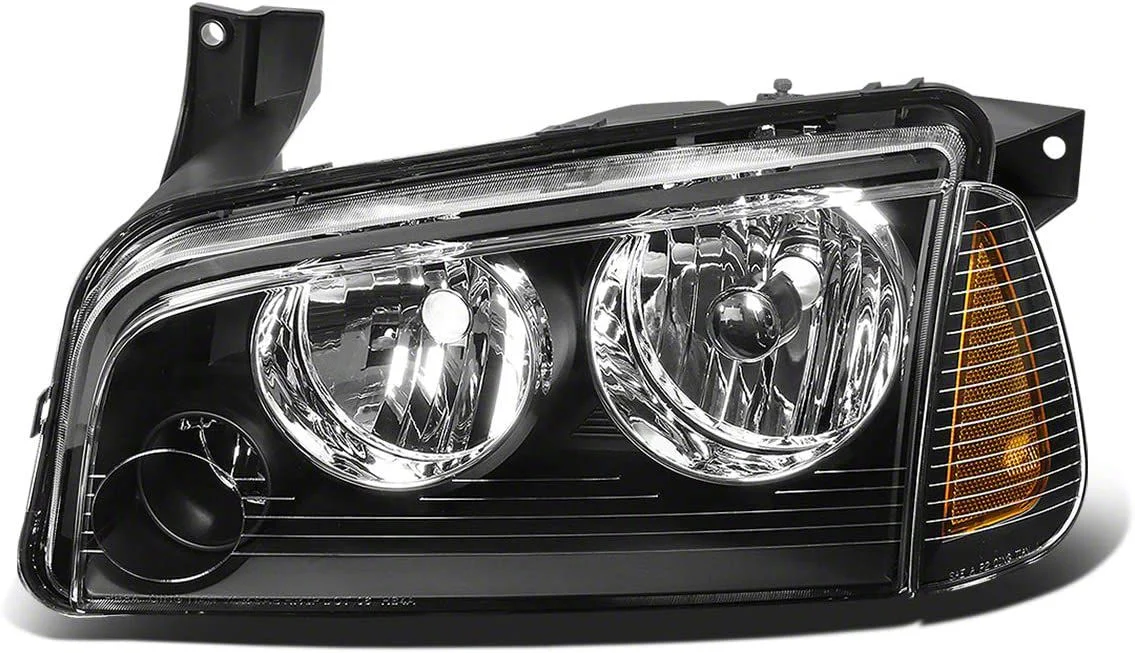 Factory Style Headlight; Black Housing; Clear Lens; Driver Side (06-10 Charger)