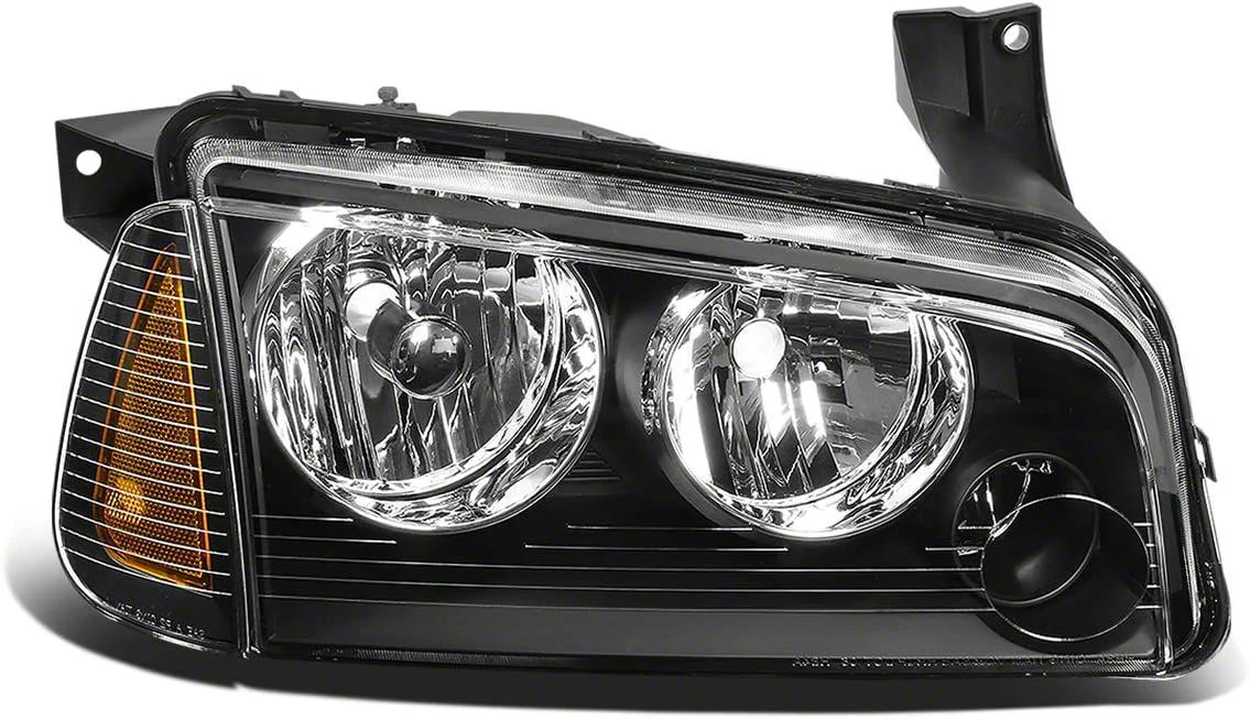 Factory Style Headlight; Black Housing; Clear Lens; Passenger Side (06-10 Charger)
