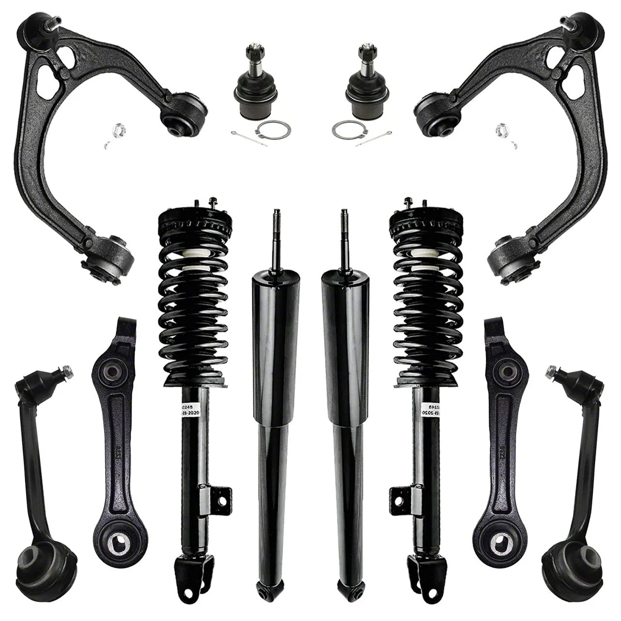 Front Strut and Spring Assemblies with Rear Shocks, Front Control Arms and Ball Joints (06-10 V6 RWD Charger w/o Performance or Self-Leveing Suspension)