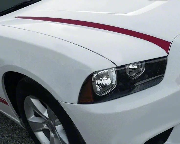 Hood Accent Side Spear Stripes; Gloss Red (11-14 Charger)