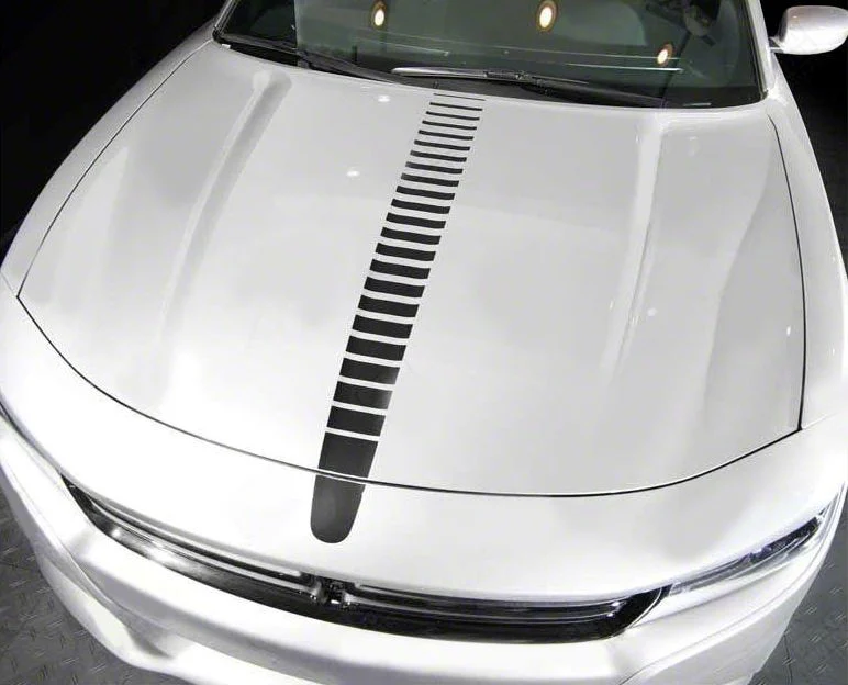Hood Center Accent Decal Stripe; Gloss Black (19-23 Charger)