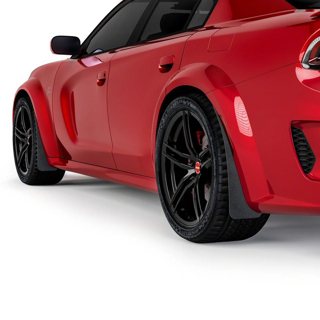 Mud Flaps; Front and Rear; Carbon Flash Metallic Vinyl (20-23 Charger Widebody)