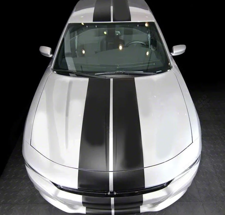 Over-The-Top Rally Double Stripes; Gloss Red (15-18 Charger)
