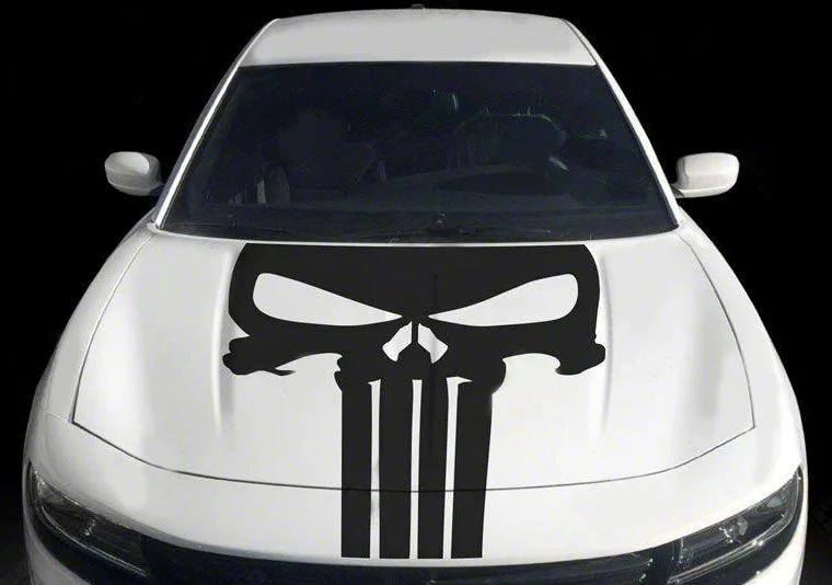 Punisher Style Hood Skull Decal Stripe; Gloss Red (19-23 Charger)