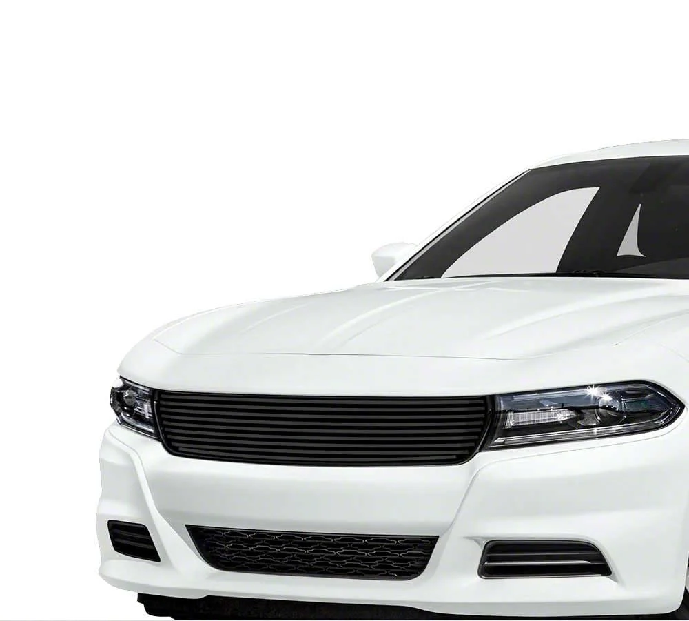 Stainless Steel Billet Upper Grille; Black (16-18 Charger, Excluding Daytona, R/T Scat Pack & SRT; 19-23 Charger SXT w/ Adaptive Cruise Control)