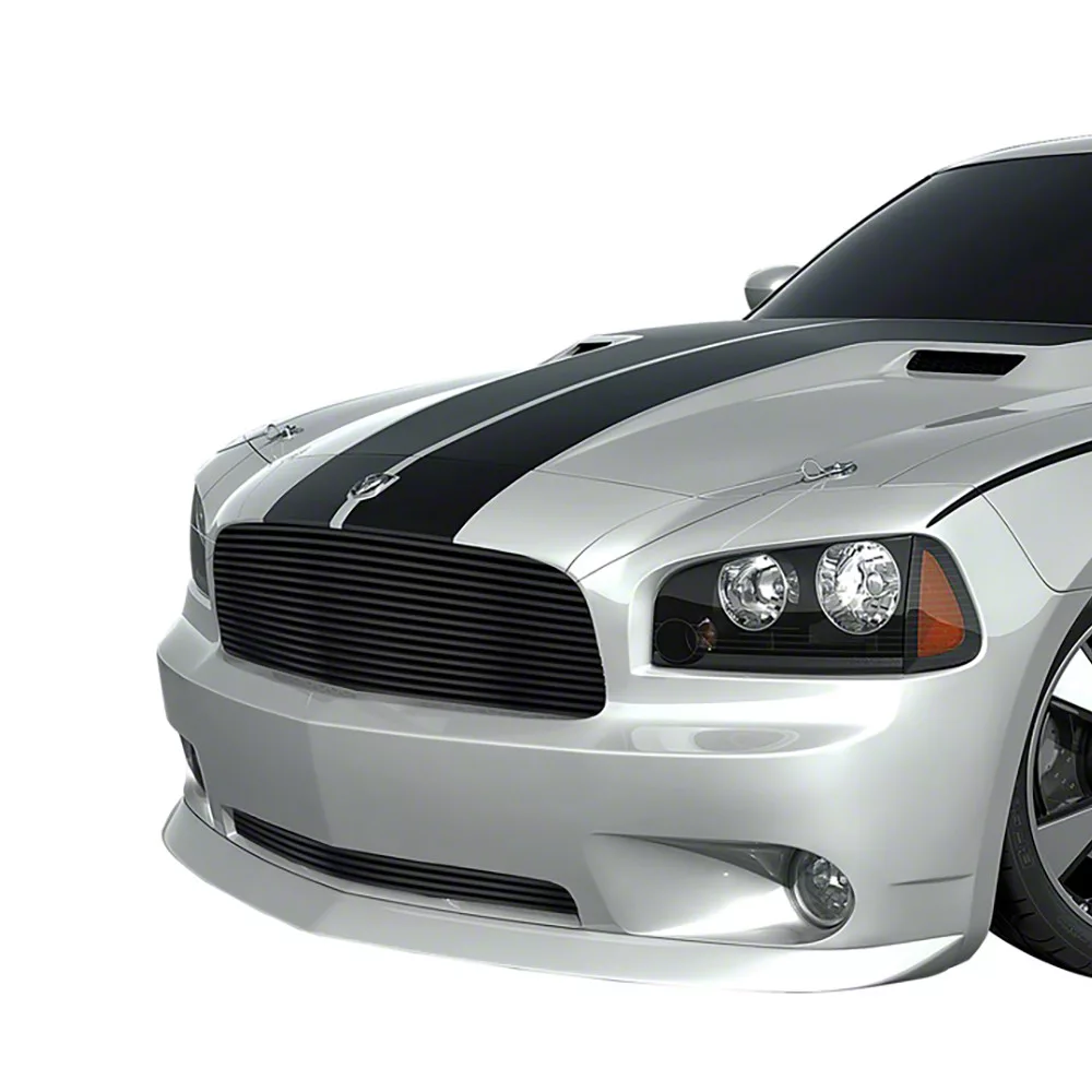 Stainless Steel Billet Upper and Lower Grilles; Black (06-10 Charger, Excluding SRT8)