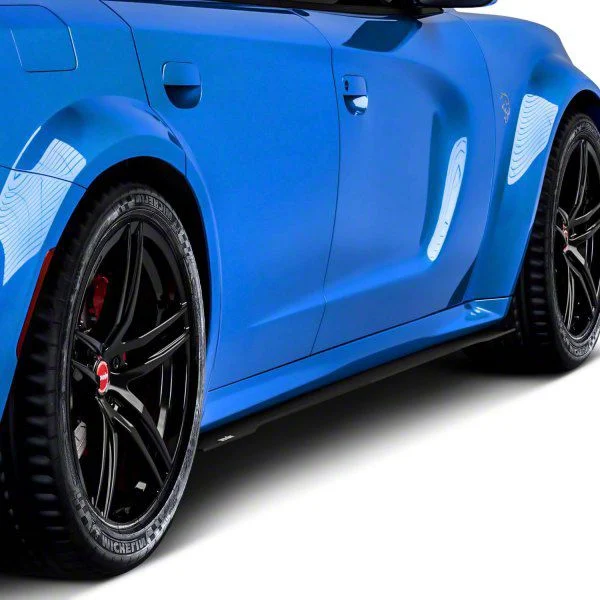 V3R Side Skirt Splitters; Satin Black Vinyl (20-23 Charger Widebody)