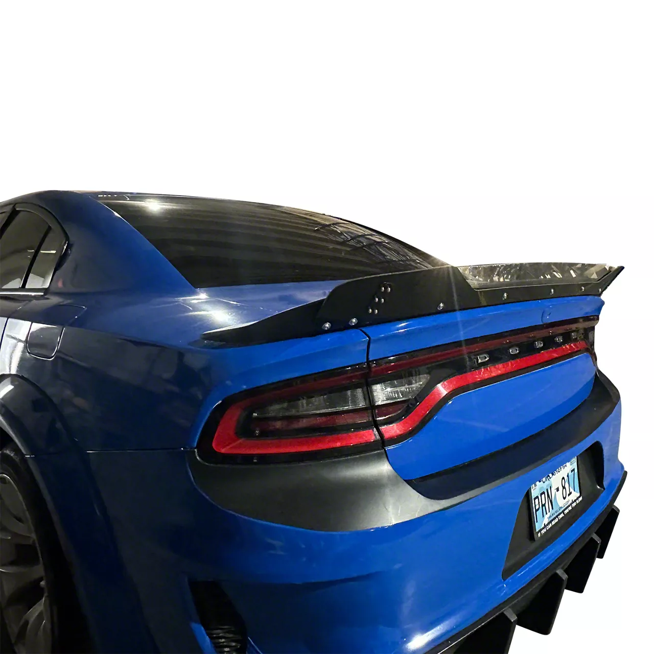 V3R Style Wicker Bill Rear Spoiler Add-On; Gloss Black Vinyl (15-23 Charger, Excluding Widebody)