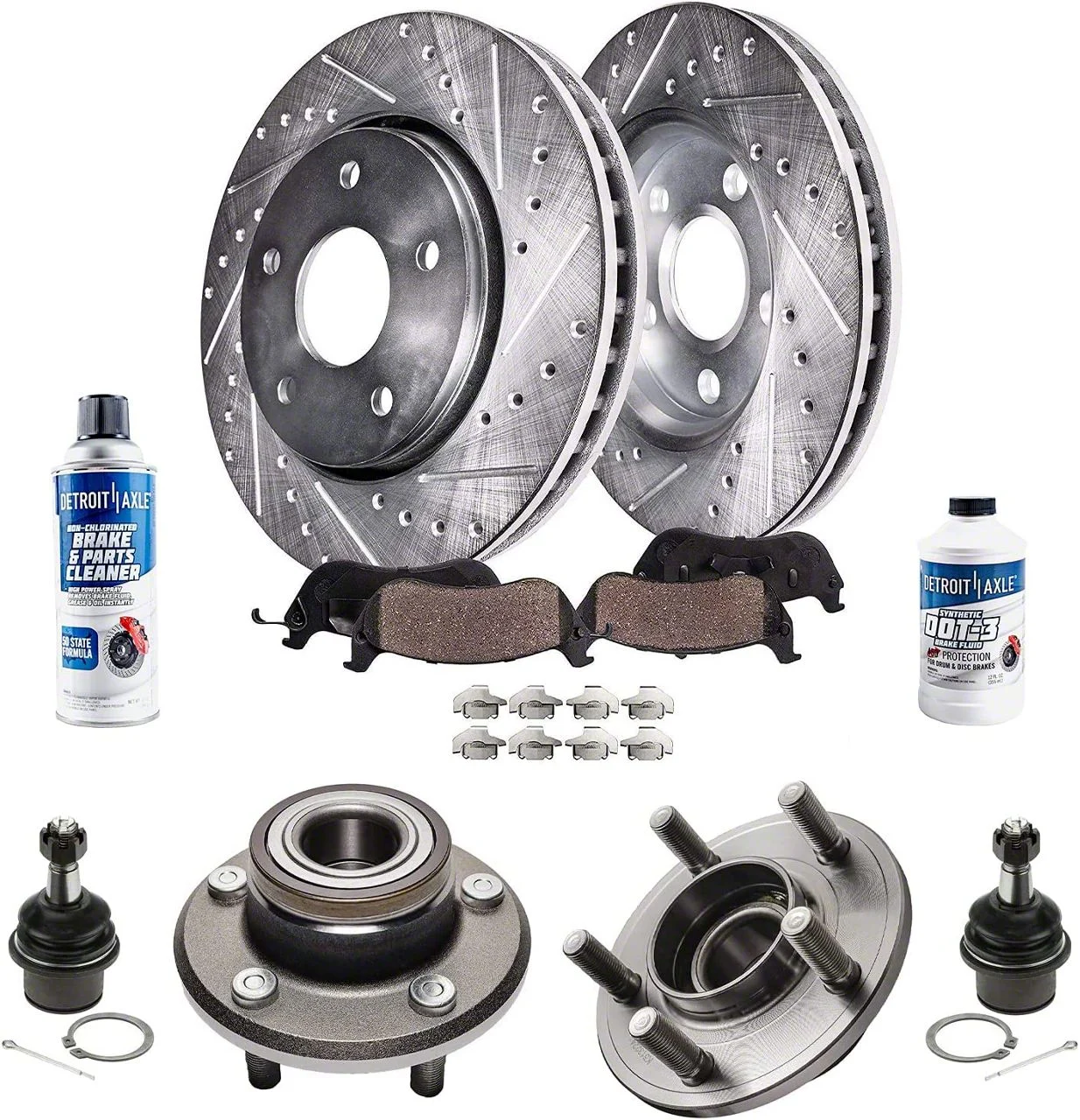 Vented Brake Rotor, Pad, Hub Assembly, Brake Fluid and Cleaner Kit; Front (06-11 Charger w/ Single Piston Front Calipers)