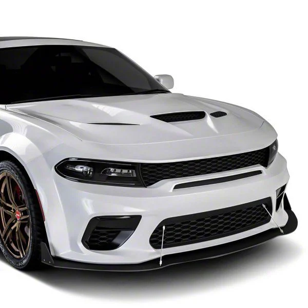 VR2 Front Bumper Lip Splitter; Matte Black Vinyl (20-23 Charger Widebody)