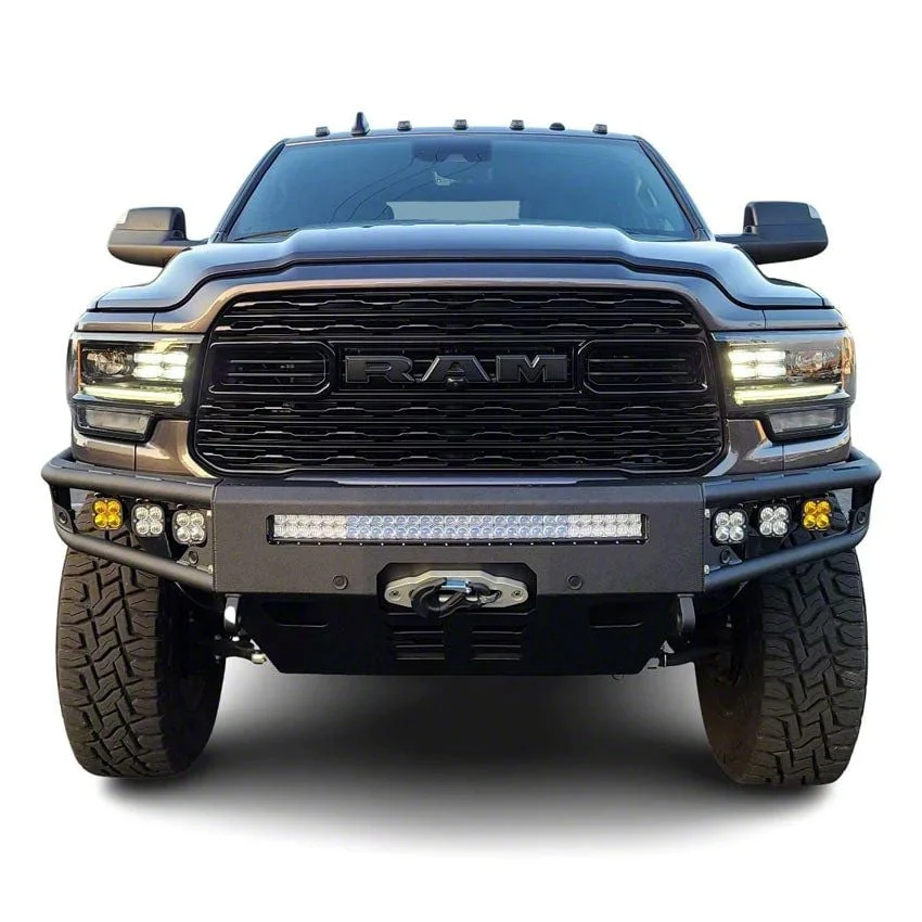 Diablo Series Winch Front Bumper; Pre-Drilled for Front Parking Sensors; Black Textured (19-26 RAM 2500)