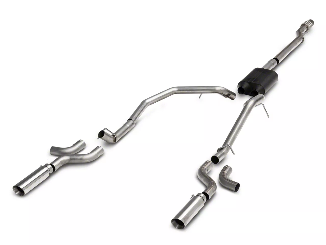 C&L Dual Exhaust System with Polished Tips; Side Exit (14-18 5.3L Sierra 1500)
