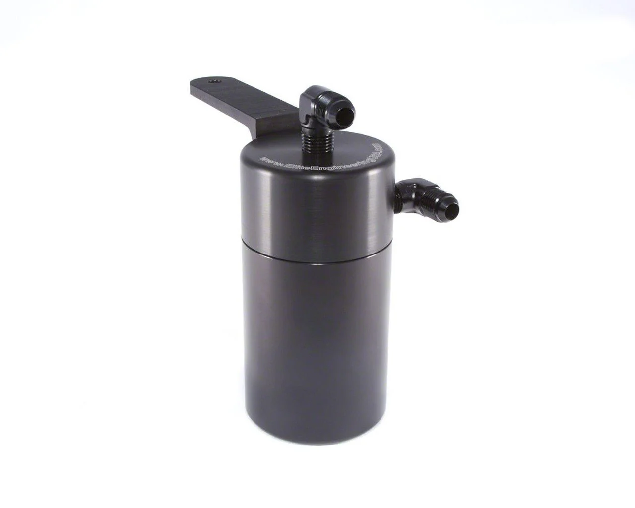 Black Standard Oil Catch Can; Black AN Fittings/Stainless Steel Braided Hoses (05-07 6.0L Corvette C6)