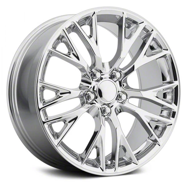 C7 Z06 Replica Chrome Wheel; Front Only; 19x8.5; 56mm Offset (14-19 Corvette C7 Stingray)
