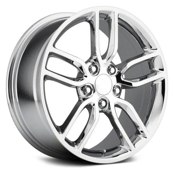 C7 Z51 Replica Chrome Wheel; Front Only; 18x8.5; 56mm Offset (14-19 Corvette C7 Stingray)