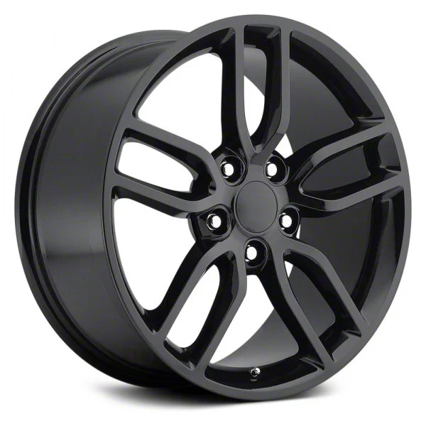 C7 Z51 Replica Gloss Black Wheel; Rear Only; 19x10; 79mm Offset (14-19 Corvette C7 Stingray)