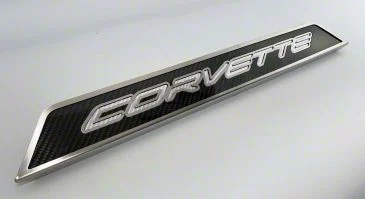 Door Sill Plates with Corvette Style Insert; White Carbon Fiber (20-26 Corvette C8)