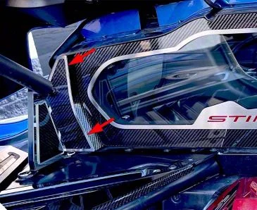 Rear Window Accents; Carbon Fiber with Brushed Trim (20-26 Corvette C8 Coupe)