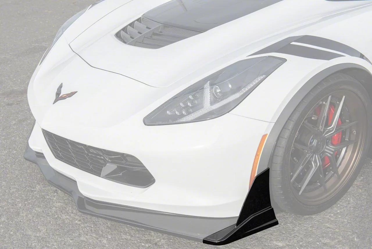 Stage 3.5 ZR1 Conversion Front Side Winglets; Carbon Flash Metallic (14-19 Corvette C7 w/ Stage 2.5 Style Front Splitter)