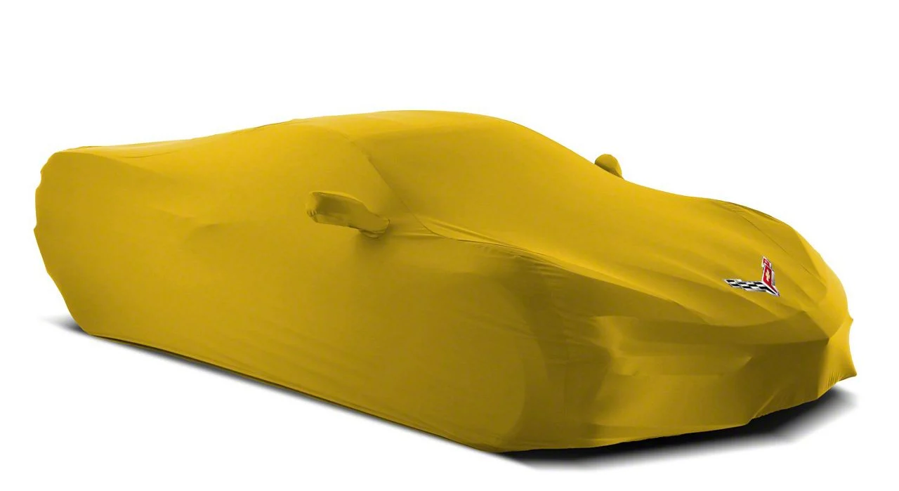 SuperStretch Indoor Car Cover with Flag Logo; Yelocity Yellow (20-26 Corvette C8)