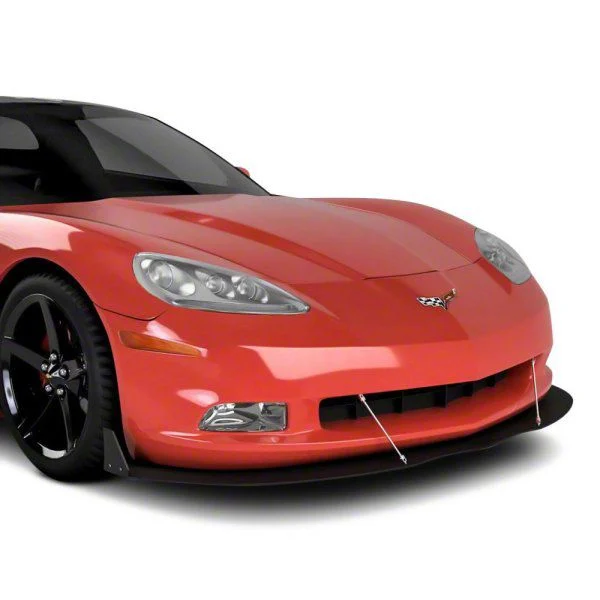 VZ Style Front Bumper Splitter; Dry Carbon Fiber Vinyl (05-13 Corvette C6)