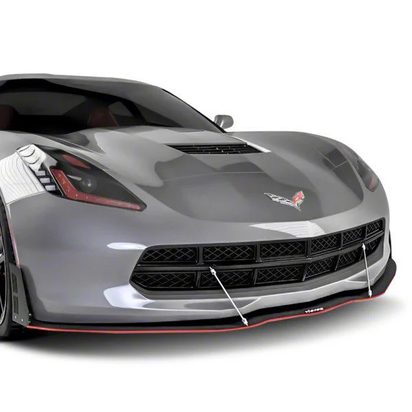 VZ Style Front Bumper Splitter; Gloss Carbon Fiber Vinyl (14-19 Corvette C7, Excluding ZR1)
