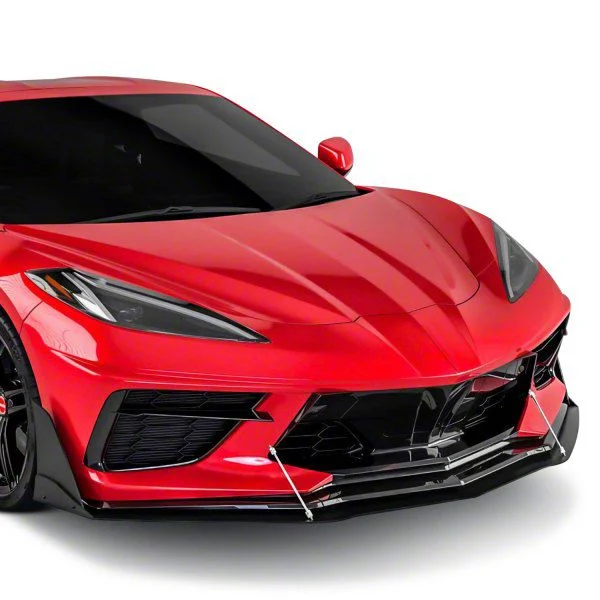 VZR1 Front Bumper Lip Splitter; Gloss Carbon Fiber Vinyl (20-26 Corvette C8)