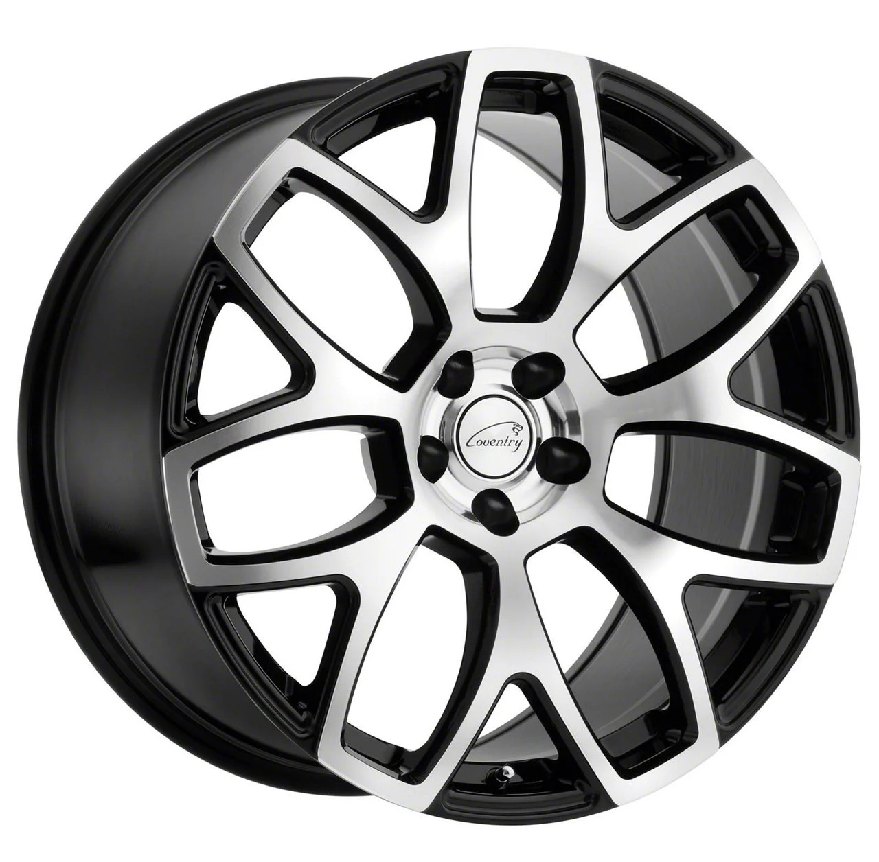 Coventry Wheels Ashford Gloss Black with Mirror Cut Face Wheel; 20x9; 35mm Offset (21-26 Mustang Mach-E)