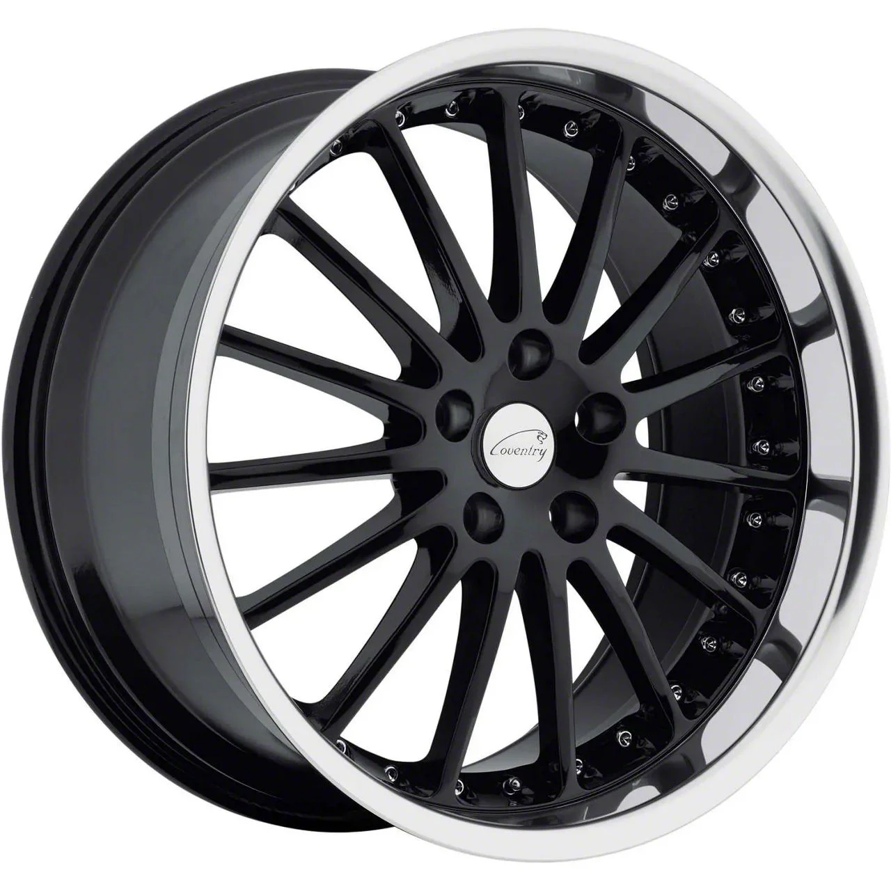 Coventry Wheels Whitley Gloss Black with Mirror Cut Lip Wheel; 19x8.5; 42mm Offset (21-26 Mustang Mach-E)