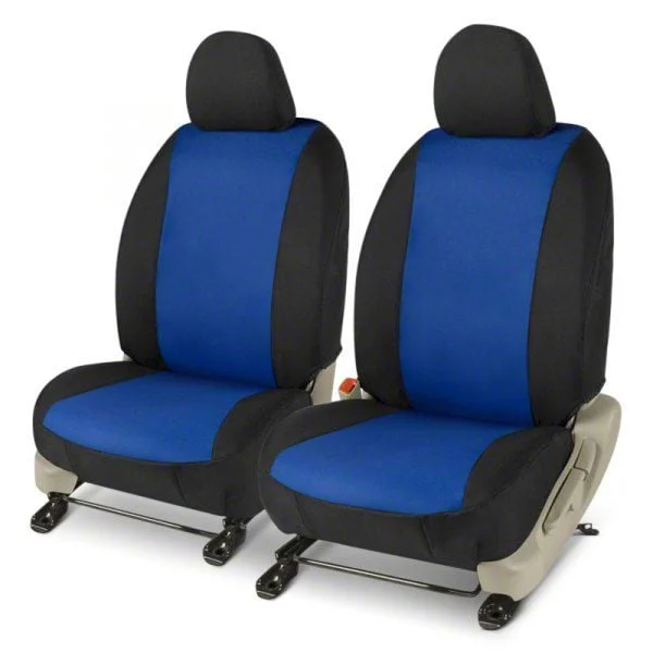 Covercraft Precision Fit Seat Covers Endura Custom Front Row Seat Covers; Blue/Black (15-23 Mustang Fastback w/o RECARO Seats)