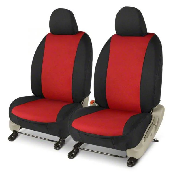 Covercraft Precision Fit Seat Covers Endura Custom Front Row Seat Covers; Red/Black (15-23 Mustang Convertible)