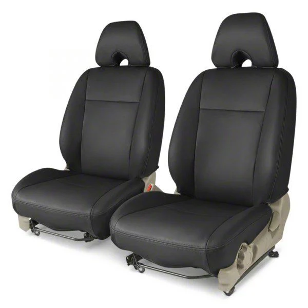 Covercraft Precision Fit Seat Covers Leatherette Custom Front Row Seat Covers; Black (15-23 Mustang Fastback w/o RECARO Seats)