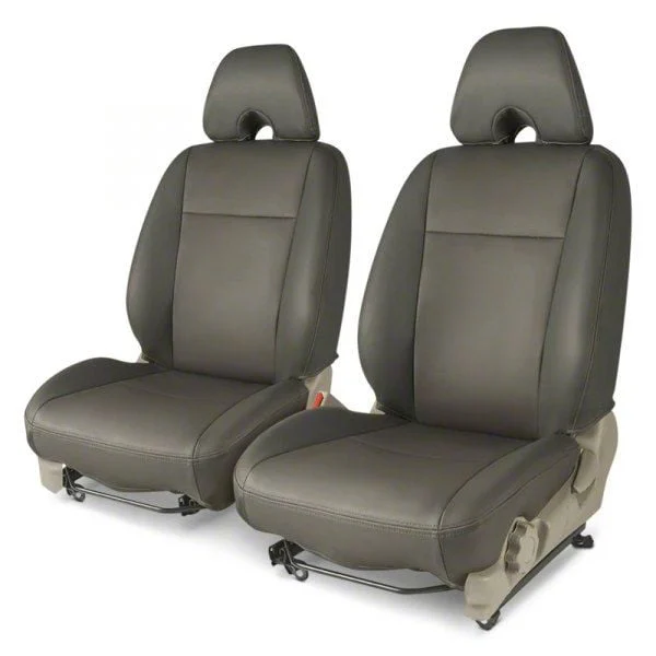 Covercraft Precision Fit Seat Covers Leatherette Custom Front Row Seat Covers; Stone (15-23 Mustang Fastback w/o RECARO Seats)
