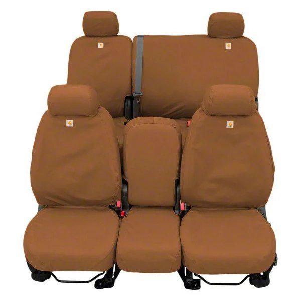 Covercraft SeatSaver Custom Second Row Seat Cover; Carhartt Brown (20-26 Silverado 2500 HD Crew Cab w/ Fold-Down Armrest)